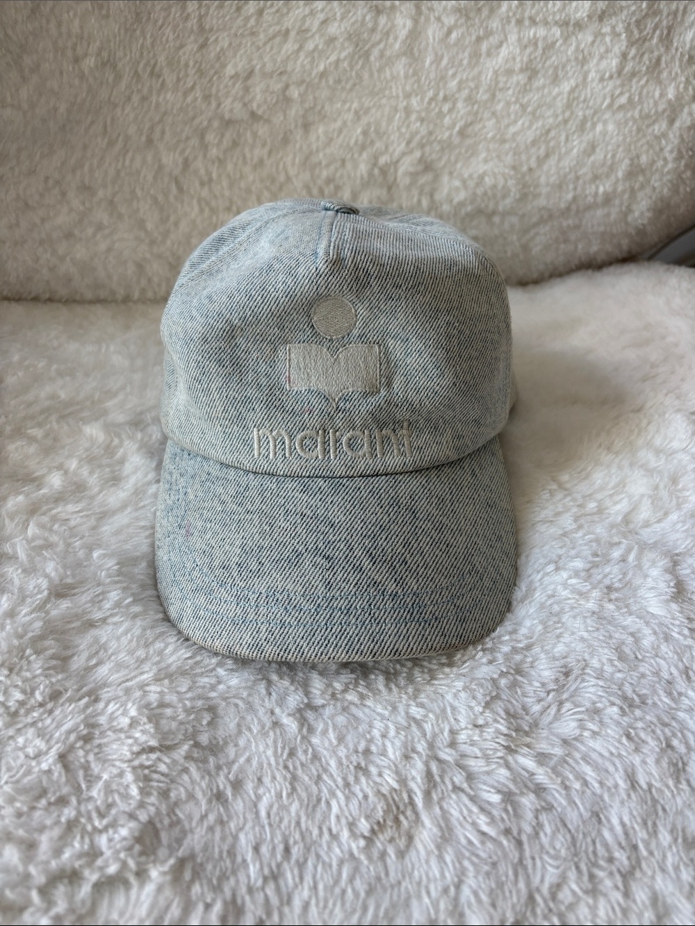 Isabel Marant Light Blue Denim Embroidered Logo Cap - Picture 1 of 6